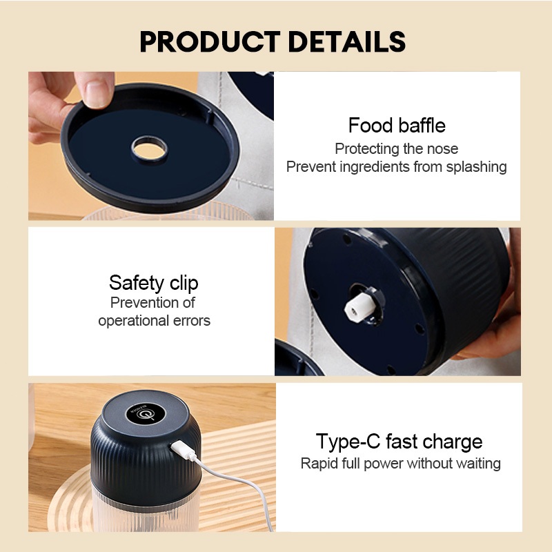 เครื่องปั่นกระเทียม พริก 350ML ไร้สาย ปั่นละเอียด บดเนื้อ บดกระเทียมไฟฟ้า - รูปที่ 7