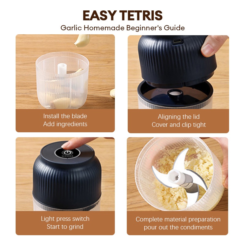 เครื่องปั่นกระเทียม พริก 350ML ไร้สาย ปั่นละเอียด บดเนื้อ บดกระเทียมไฟฟ้า - รูปที่ 5