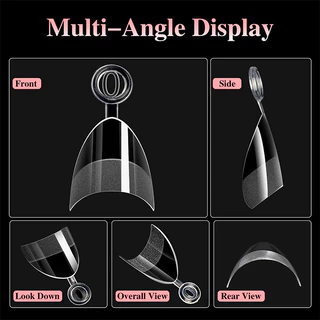 288 ชิ้นสั้นอัลมอนด์เล็บเคล็ดลับครึ่ง Matte เล็บปลอมเล็บปลอม 12 ขนาด Pre-shape เล็บใสเคล็ดลับสําหรับคลุมทั้งหมด