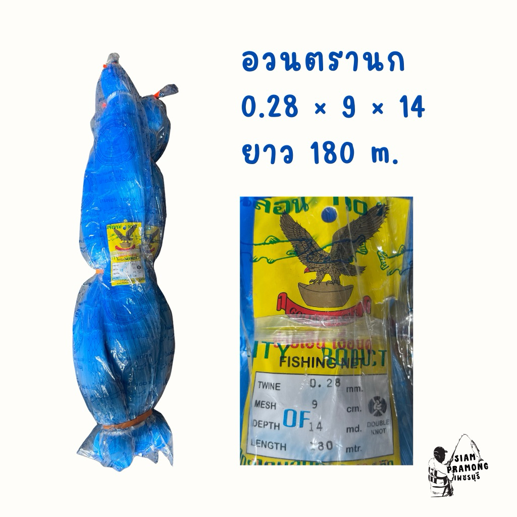 อวนปูตรานก เบอร์ 28 9 เซน 14 ตา และเบอร์ 30 10 เซน 12 ตา ยาว 180 เมตร