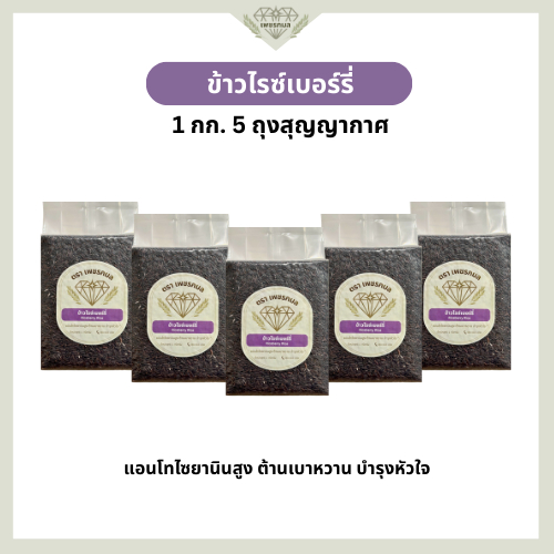 ข้าวกล้องไรซ์เบอร์รี่ พัทลุง ขนาด 1 กก. 5 ถุง | ต้านอนุมูลอิสระ | ข้าวเพื่อสุขภาพ | ข้าว Low GI