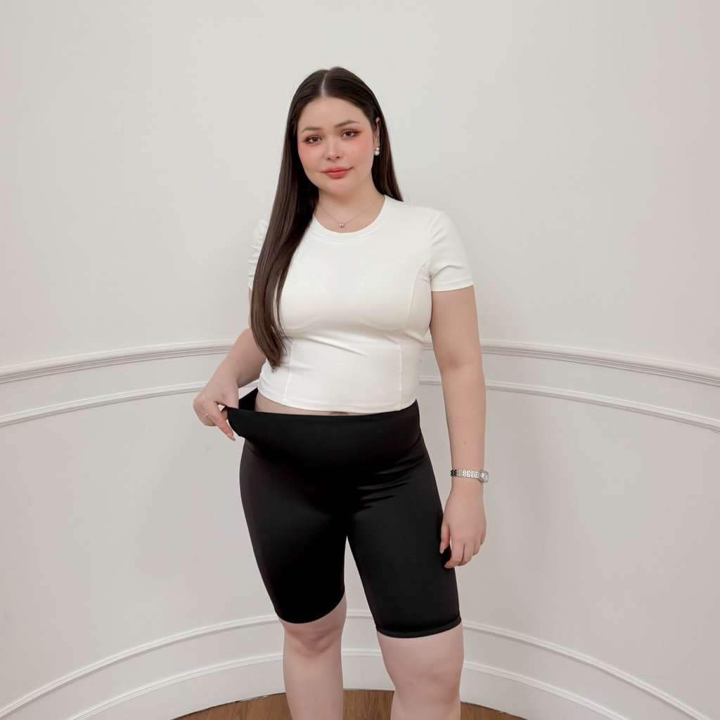 Lady M | ไซส์ใหม่ 3-5XL รุ่นขายดี กางเกงออกกำลังกายขาสั้นสาวอวบ ใส่เล่นโยคะ เล่นกีฬา Everylook ได้ทุกวัน เอวสูงสวยปัง - รูปที่ 3