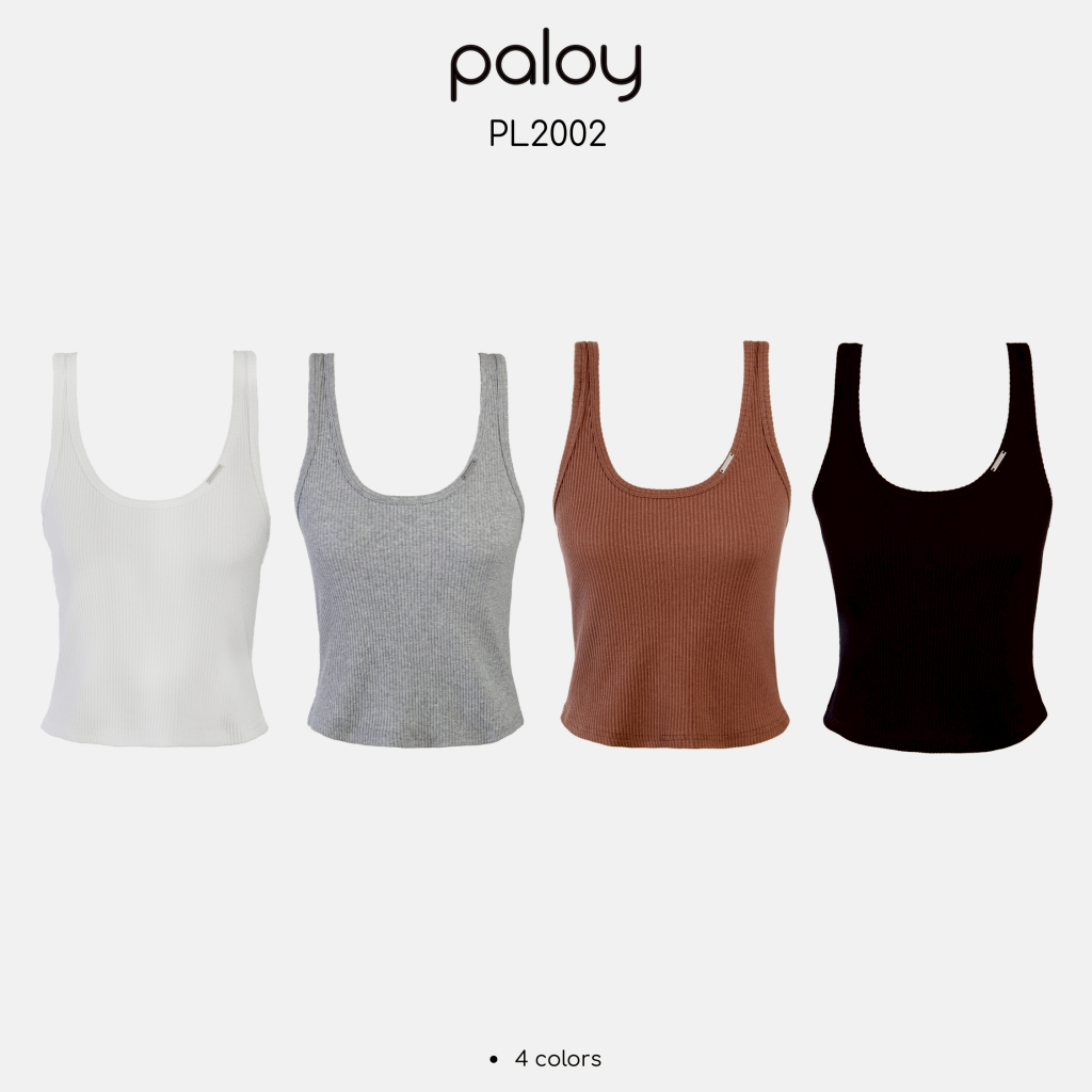 Paloy - PL2002 เสื้อกล้ามผ้าร่องขอบเสื้อ ปักแท็ก Paloy