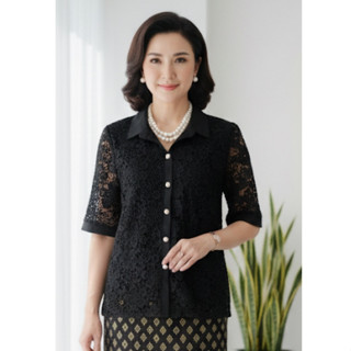 เสื้อลูกไม้ผ้าลินินคอเชิ้ต เสื้อลูกไม้กระดุมผ้าลินิน รอบอก42…