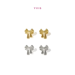 YVIS Pleated Bow Stud Brass Earring - YVIS X Proud O Wedding