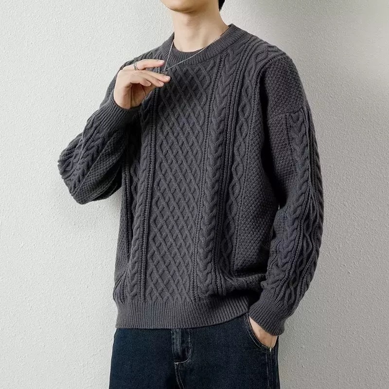 knowyou เสื้อสเวตเตอร์ คอกลม แขนยาวลายถักผ้าไหมพรม มีไซส์ M-XXL ใส่ได้ทั้งช/ญ พร้อมส่งแล้ววันนี้