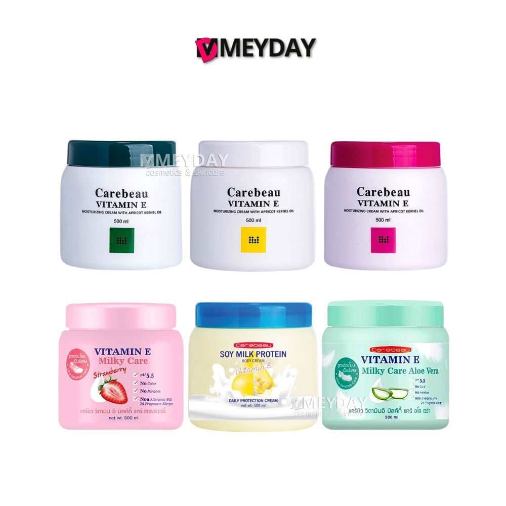 Carebeau Vitamin E Moisturizing Cream & Milky Care แคร์บิว วิตามิน อี มอยส์เจอร์ไรซิ่ง ครีม & มิลค์กี้ แคร์ 500 มล.