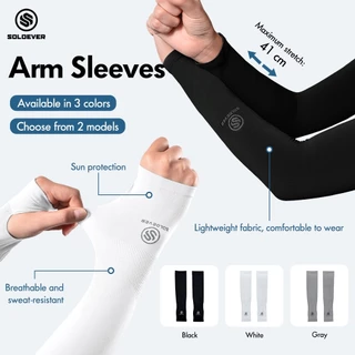Soloever Arm Sleeves 1Pair ปลอกแขนฤดูร้อน พร้อมปลอกนิ้ว เย็น สำหรับปั่นจักรยานกลางแจ้งและกีฬา UPF50+
