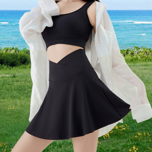 กระโปรงโยคะผู้หญิงใหม่ เอวสูง ป้องกันการสัมผัส กางเกงกระโปรงฟิตเนสผ้าไหมน้ำแข็งแห้งเร็ว