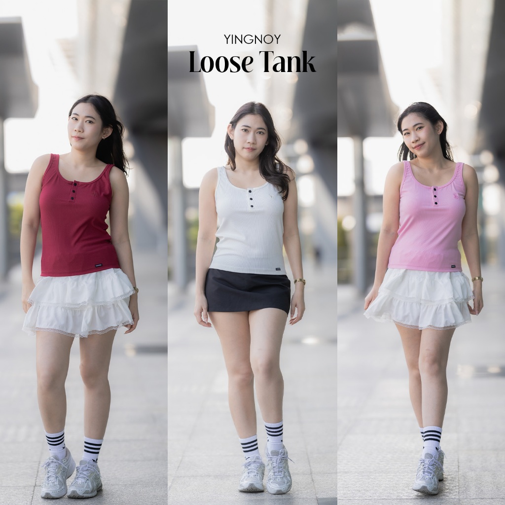Loose Tank | เสื้อกล้ามผู้หญิง ทรงตรง มีกระดุมหน้า ปักโลโก้มินิมอล รวมสี