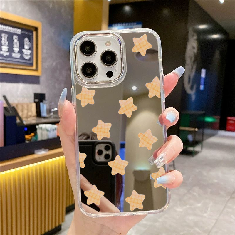 🌟 เคสไอโฟน เคส iPhone 16 Plus/16 Pro Max 15 14 13 12 11 X 8 7 Plus กระจกเงา – ดาวสีหลายสี ป้องกันขัดได้ดี