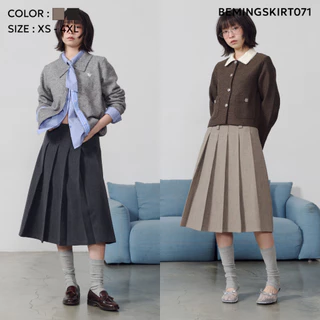 Bemingskirt071(XS-4XL)-BMG Pleated Midi Skirt – ลุคสุภาพที่มีดีเทล ดูดีได้ทุกวันในแบบ BEMING