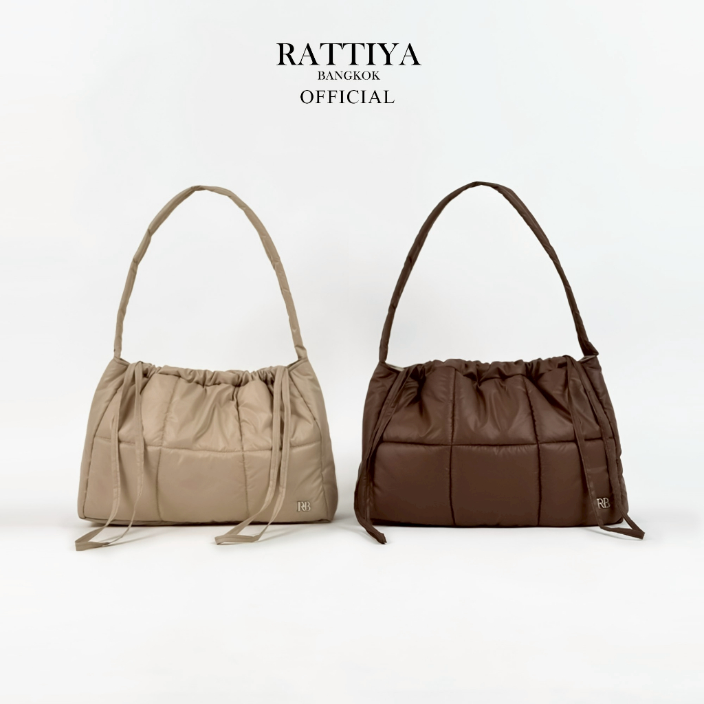 [RATTIYA BANGKOK] Large Puffer Gather Bag P-Nyl  / 2 colors  กระเป๋านุ่มนิ่ม ทรงเกี๊ยว ใบใหญ่ น้ำหนั