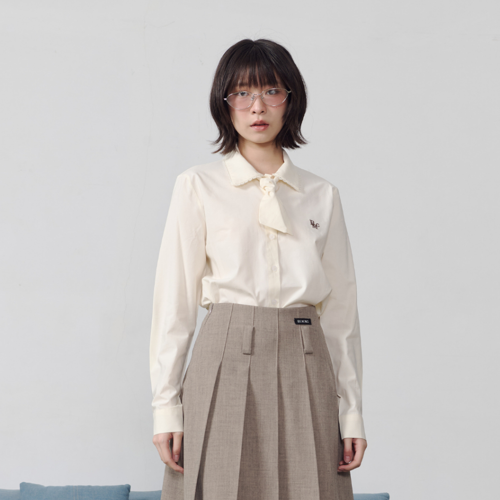 Bemingtop1054(S-2XL)-BMG Lace Collar Shirt เสื้อเชิ้ตสไตล์น่ารัก ดีเทลปกบัวลายฉลุขอบลูกไม้ให้ลุคหวาน - รูปที่ 2