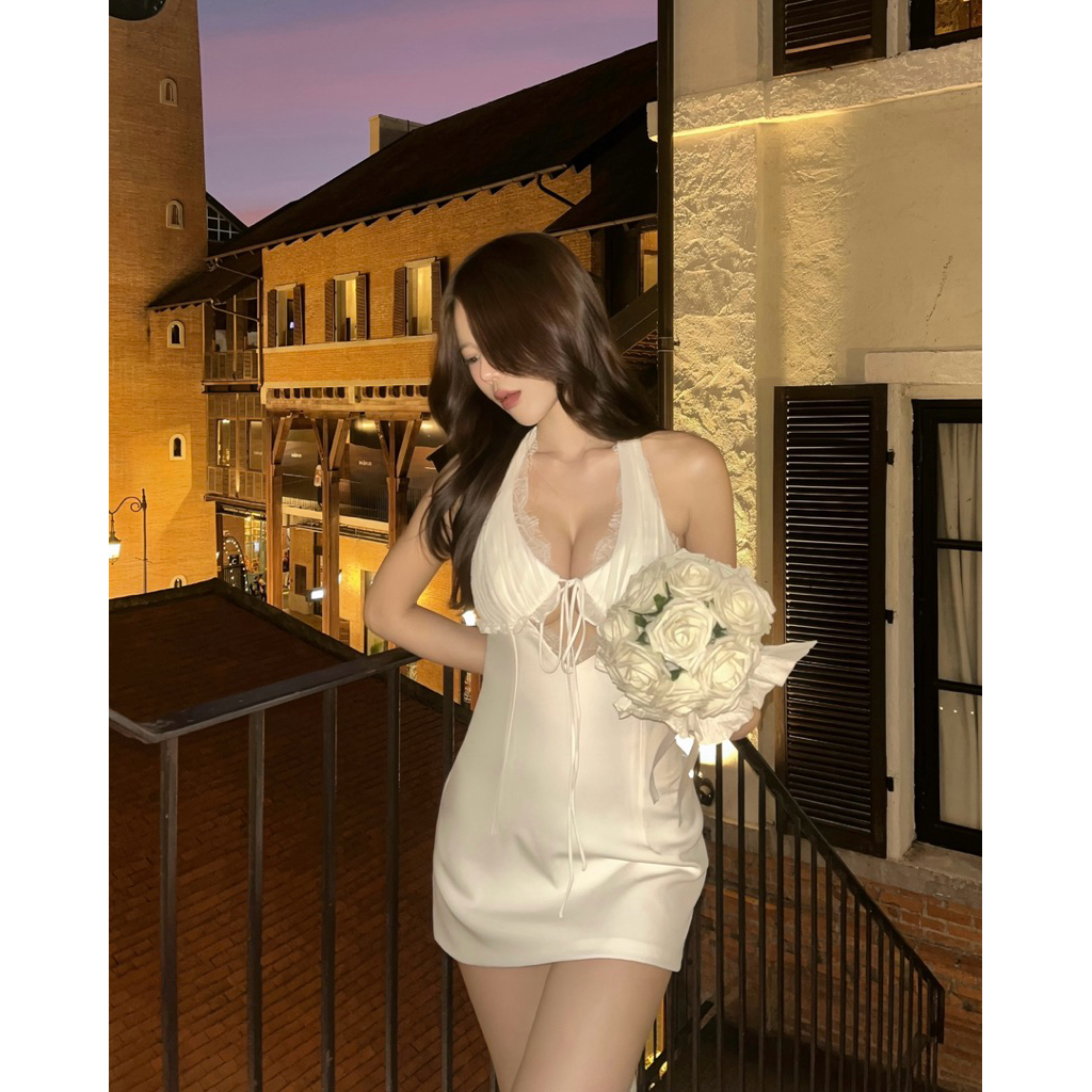 🌷 Daria Dress - รวมทุกสี ผ้าลูกไม้ ,ผ้าสีพื้นขาว ดำ ครีม ชมพู แดง 🌷DL