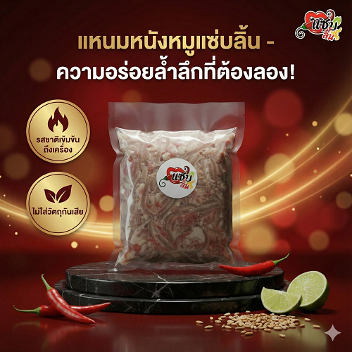 แหนมหนังหมูแซ่บลิ้นสูตรโบราณขนาด1กิโลทำสดใหม่ทุกวัน