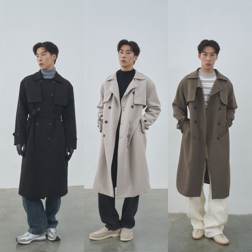[umore.edition] Blaire trench coat (unisex) เทรนช์โค้ท ผู้ชาย ผ้าดีทิ้งตัว น้ำหนักเบา กันหนาวได้ดี