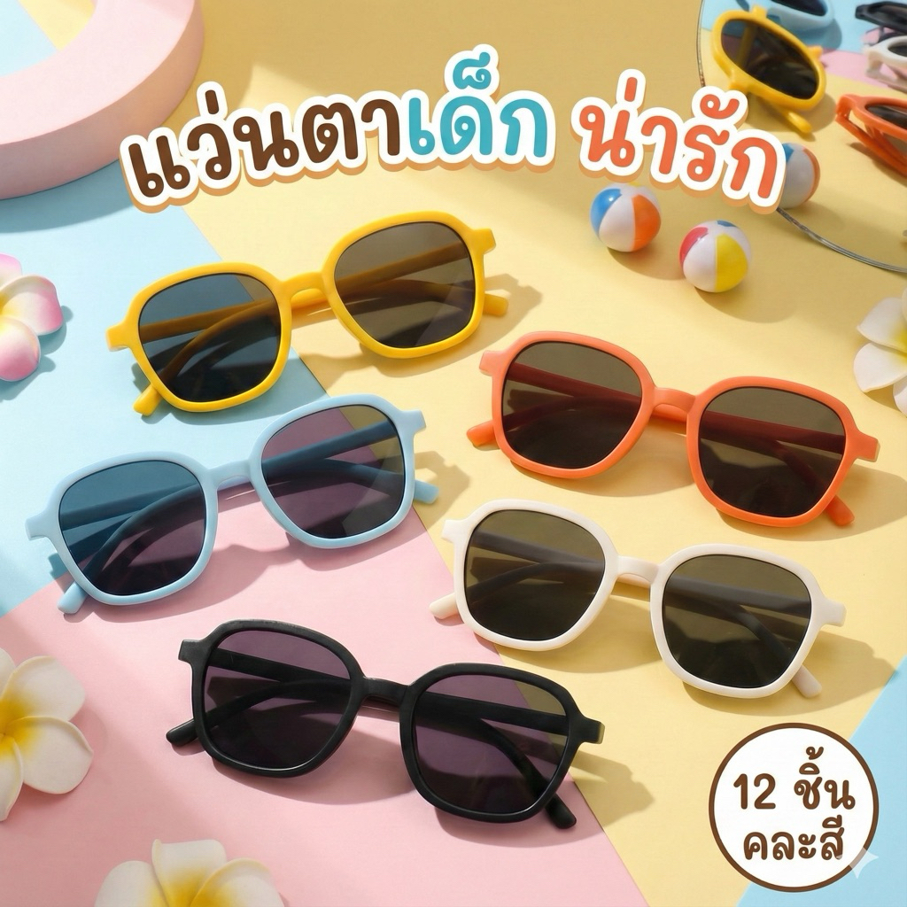 🌹ยกโหล🌹แว่นตาเด็กคละสี ราคาส่ง C1155
