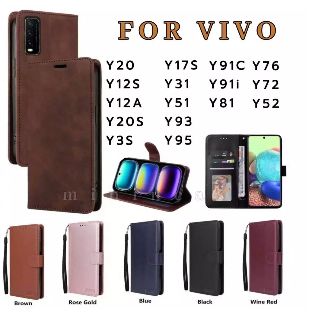 ส่งเร็ว เคสตั้งได้ แถมสาย สำหรับ VIVO Y20 Y12S Y12A Y3S Y17S Y31 Y51 Y93 Y95 Y81 Y76 Y72 ใส่บัตรได้ ฝาพับมีแม่เหล็ก BOSS