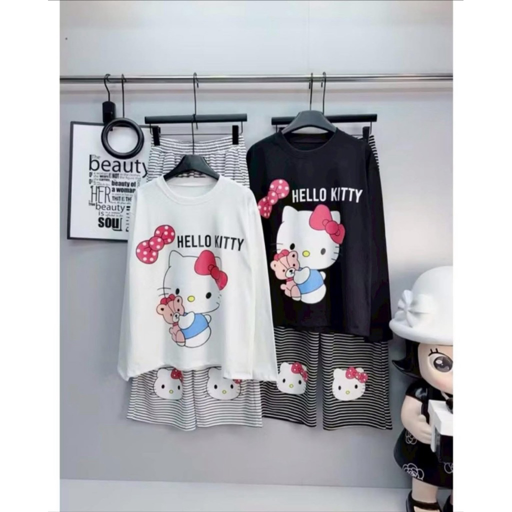 พร้อมส่ง ชุดพิมพ์ลาย Hello Kitty งานป้าย ผ้าดี น่ารัก
