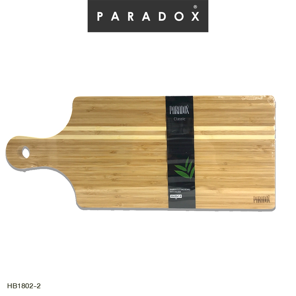 Paradox : เขียงไม้มีด้าม 50X20X1.8 ซม. BAMBOO CUTTING BOARD with holder 27x1.5cm.