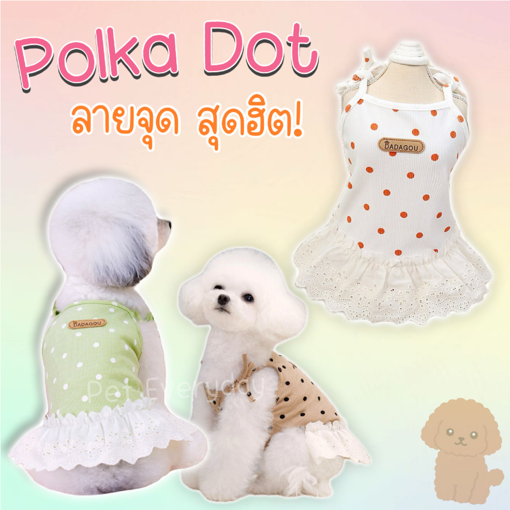 🎀🐶ชุดประโปรงลายจุด🐱ชุดสัตว์เลี้ยง กระโปรงสุนัข ชุดราตรี เสื้อแมว Polka dot เสื้อฤดูร้อน