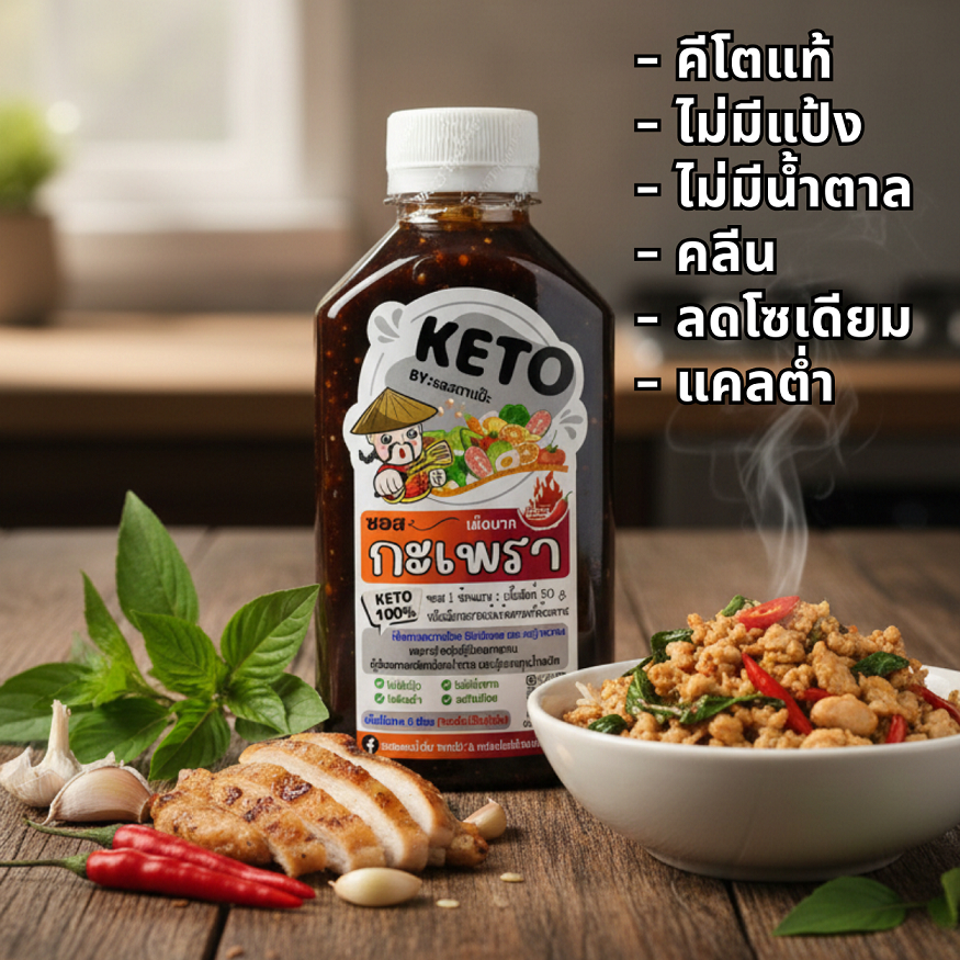 คีโต คลีน ซอสกะเพรา ไม่มีน้ำตาล ไม่มีแป้ง ลดโซเดียม 20% อร่อยกลมกล่อม | ตาแป๊ะ คีโต รูปที่ 6