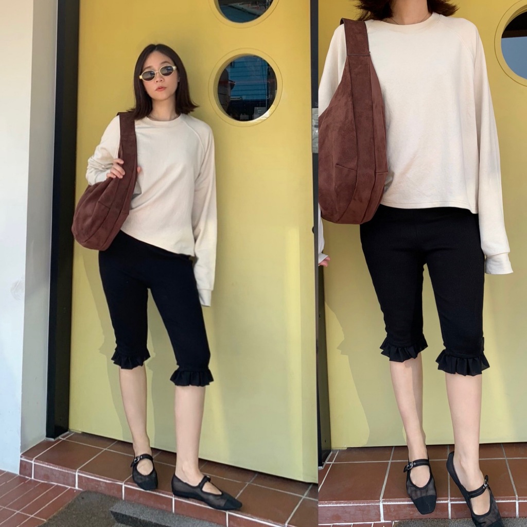 Maynita - Ruffle capri pants กางเกงเลกกิ้งขาสั้น