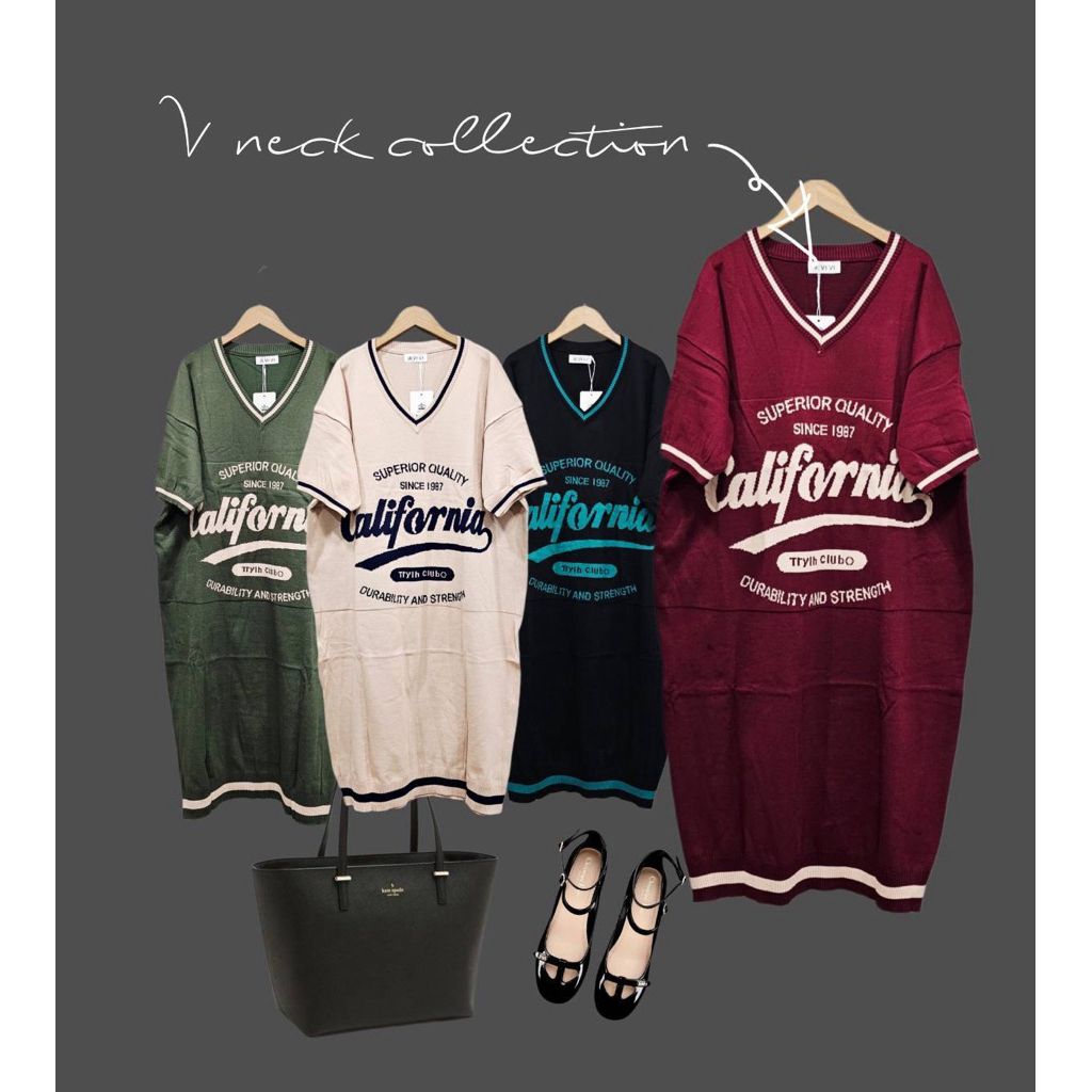 เดรสไหมพรมทอลายตัวอักษรพร้อมส่ง