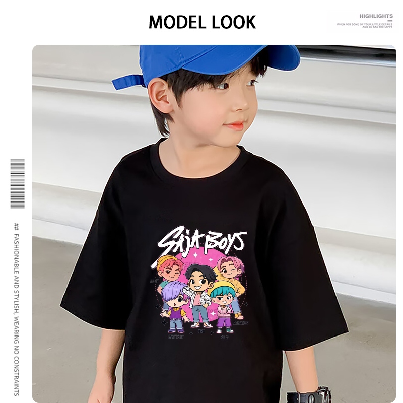 H1207เสื้อยืดเด็กแขนสั่ง.ผ้านุ่นใส่สบายทั้งเด็กชายกับเด็กหญิง
