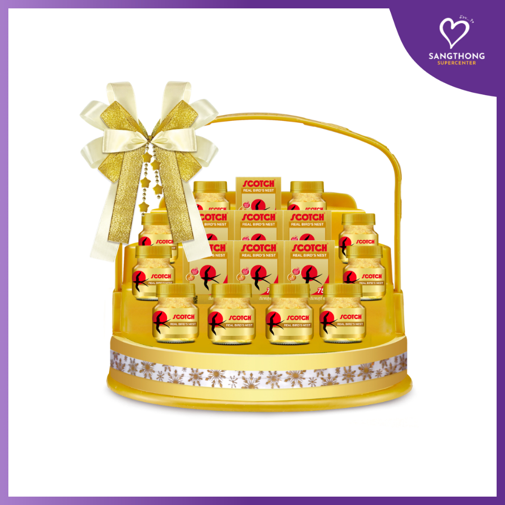 [แพ็ก10] Scotch(สก๊อต) กระเช้า Happy BN-A รังนกแท้ 40 มล. 10 ขวด