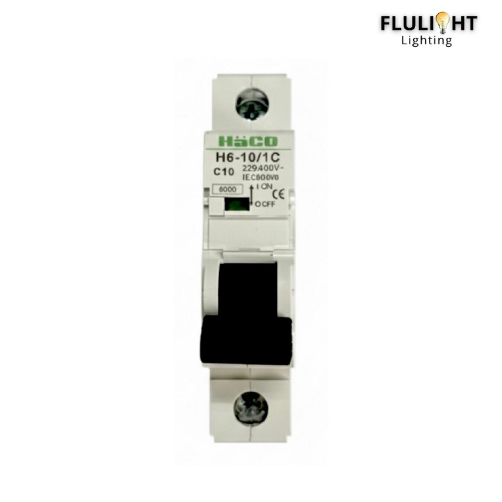 HACO เซอร์กิตเบรกเกอร์ 10แอมป์ 1โพล 1เฟส รุ่นH6-10/1C  C10 230/240V