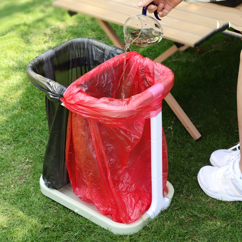 ที่แขวนถุงขยะ พลาสติก พับเก็บได้ ขาแขวนถุงขยะ พกพาง่าย ชั้นวางขยะพับได้กลางแจ้ง ความสูงของการประกอบฟรี - รูปที่ 7