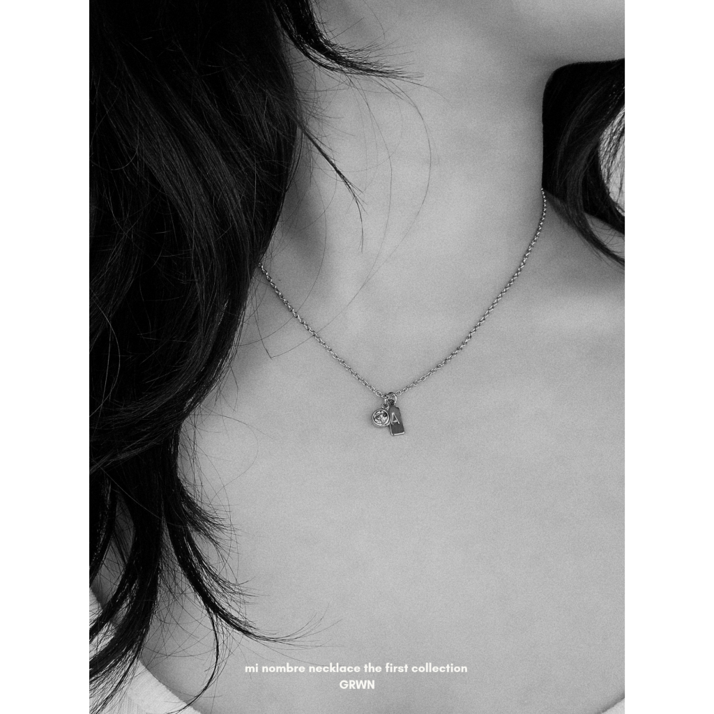 mi nomber necklace the first collection by GRWM สร้อยคอ จี้ตัวอักษร(A-Z)+จี้Gemstone วัสดุสแตนเลส