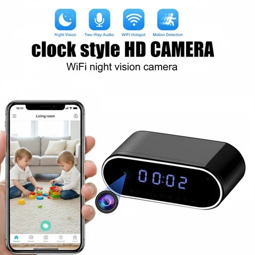 นาฬิกากล้อง ขนาดเล็ก Full HD 1080P ไร้สาย Wifi ควบคุม IR วิสัยทัศน์กลางคืน DVR กล้องวิดีโอ การเฝ้าระวังที่บ้าน มอนิเตอร์