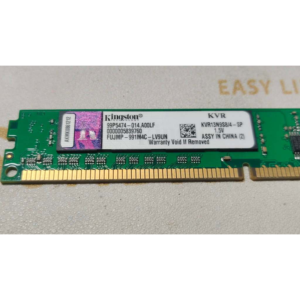 มือสอง Kingston KVR13N9S8/4-SP แรม DDR3 ขนาด 4GB ความเร็ว 1333MHz คอมพิวเตอร์ตั้งโต๊ะ (Desktop) ที่ต