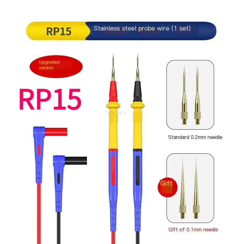Mechanic RP15 มัลติมิเตอร์ปากกา 1000V 20A 110mm สแตนเลสมัลติมิเตอร์แบบดิจิตอล Ultra Fine Point เข็ม Soft Test Probe