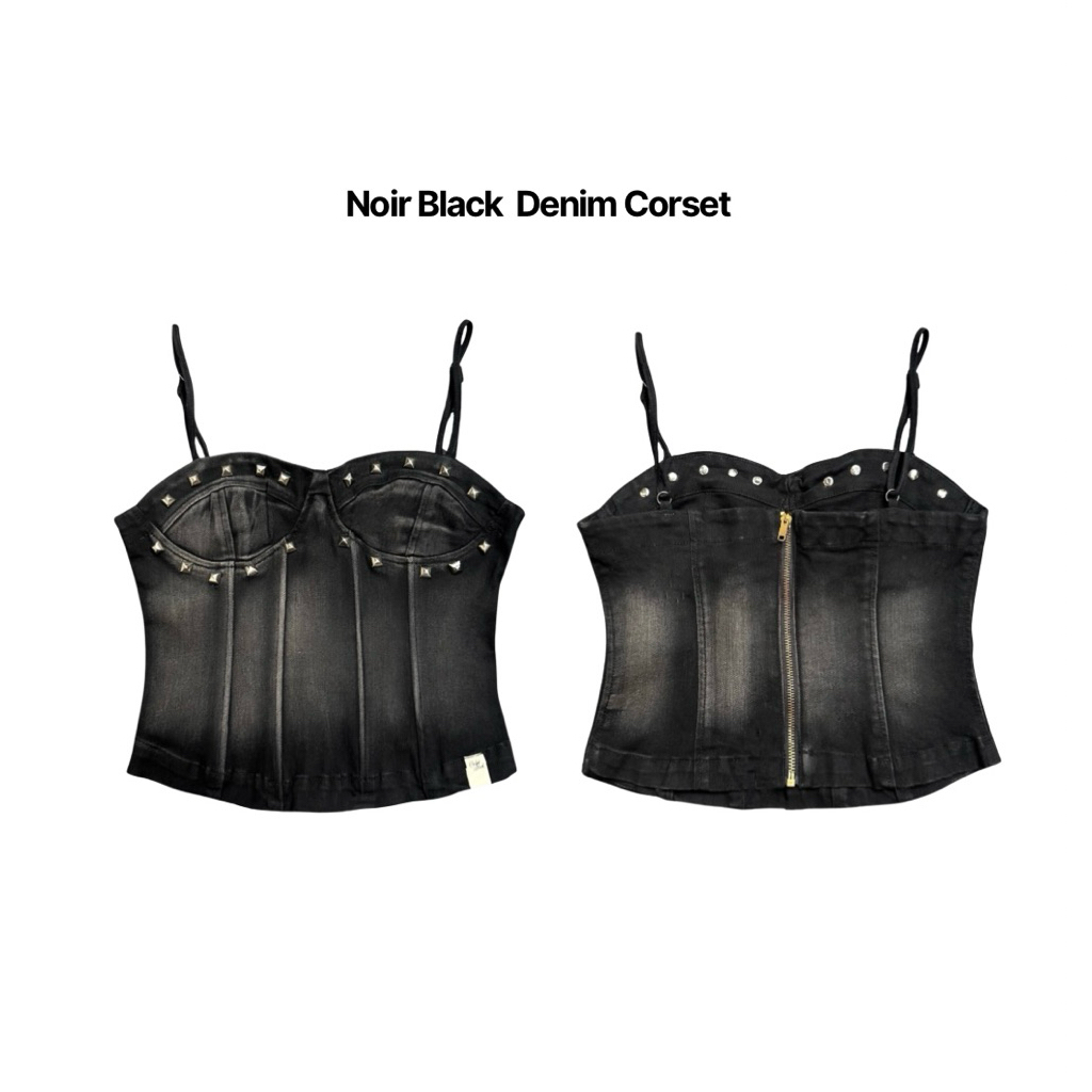 Noir Black Denim Corset
