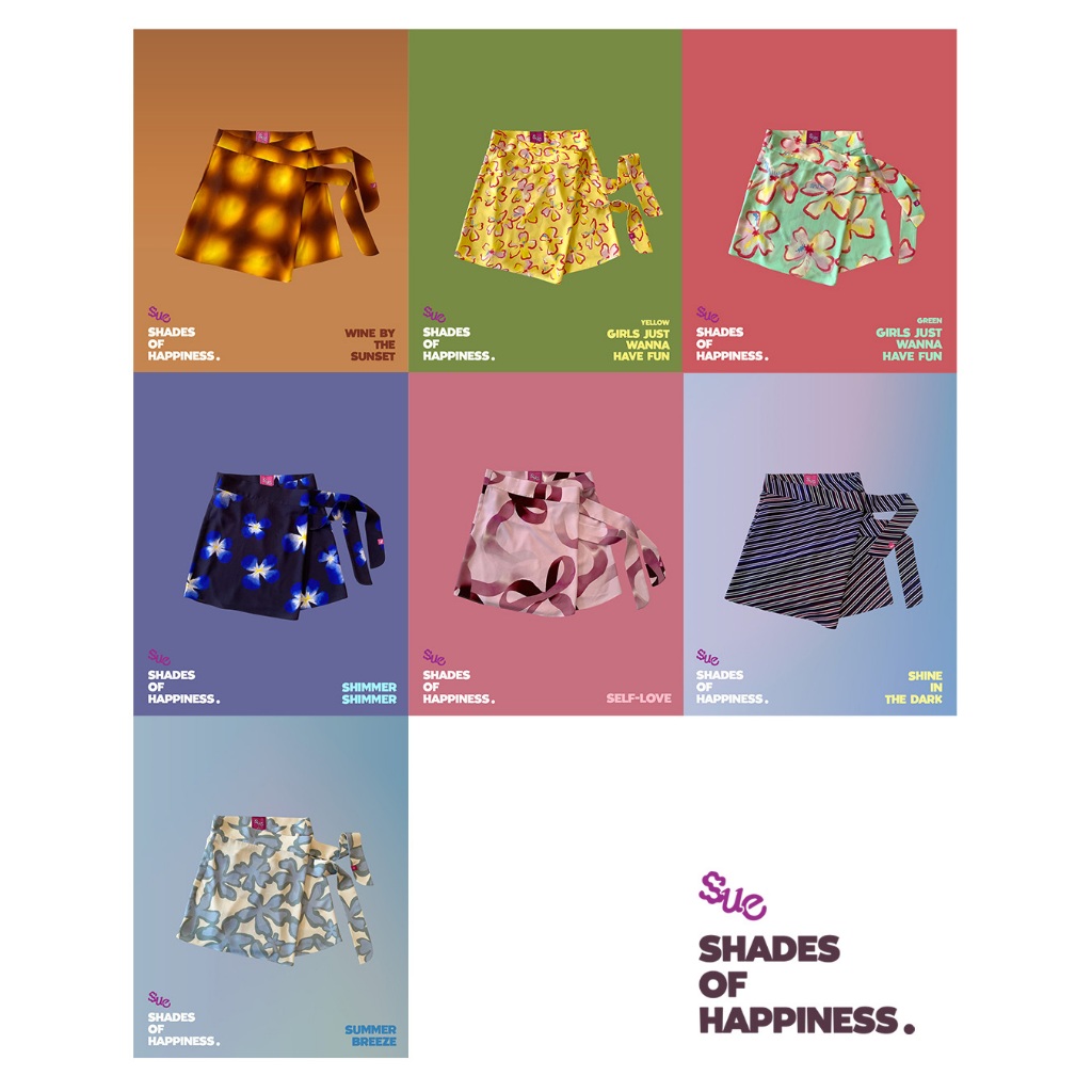 SUE - Mini Wrap Skirt (7 Choices) 'Shades Of Happiness' - มีให้เลือก 7 ลาย