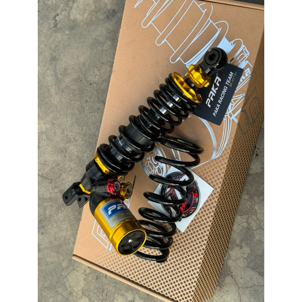 โช๊คหลังPakaแท้ สีลิมิเต็ด ( ทอง ) ปรับได้จริง ตรงรุ่น Giorno / LEAD แถมสปริง 1 อัน