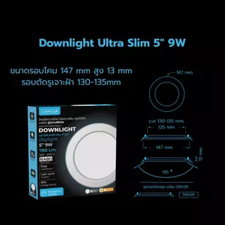 LAMPTAN / LAMPTIFY โคมไฟ LED Downlight Ultra Slim Panel 5 นิ้ว 9w / 6 นิ้ว 12w / 7 นิ้ว 15w / 8 นิ้ว 18w / 11 นิ้ว 24w
