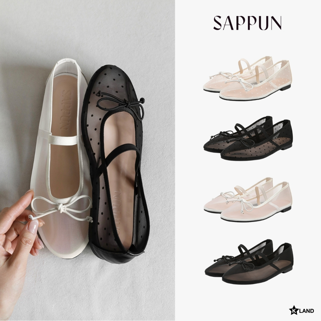 [NEW Collection] SAPPUN Chloe Mesh Flats รองเท้าผู้หญิง แฮนด์เมด ตาข่ายโปร่ง ส้น 1cm ใส่สบาย