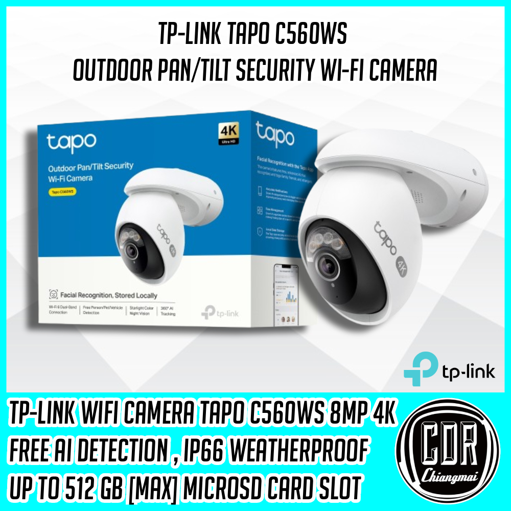 TP-LINK Tapo C560WS 4K 8MP AI Outdoor Pan/Tilt Security Wi-Fi Camera กล้องวงจรปิด รับประกันศูนย์ 2 ป