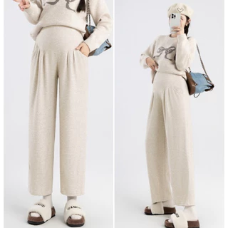 MACHIKO | L23 กางเกงขายาวคนท้อง ยูเมะ ผ้าเฟรน ยืดหยุ่น มีสายปรับขนาดเอว ใส่สบาย ใส่ได้ยันหลังคลอด