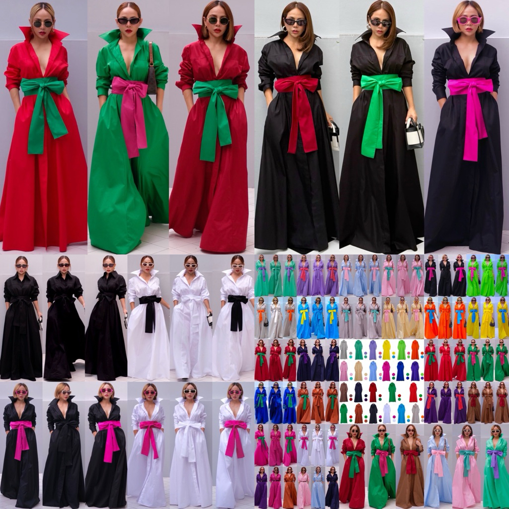 Bright by Aruna: Maxidress no7.เดรสยาว อก44“ยาว56”มีเชือก2สี