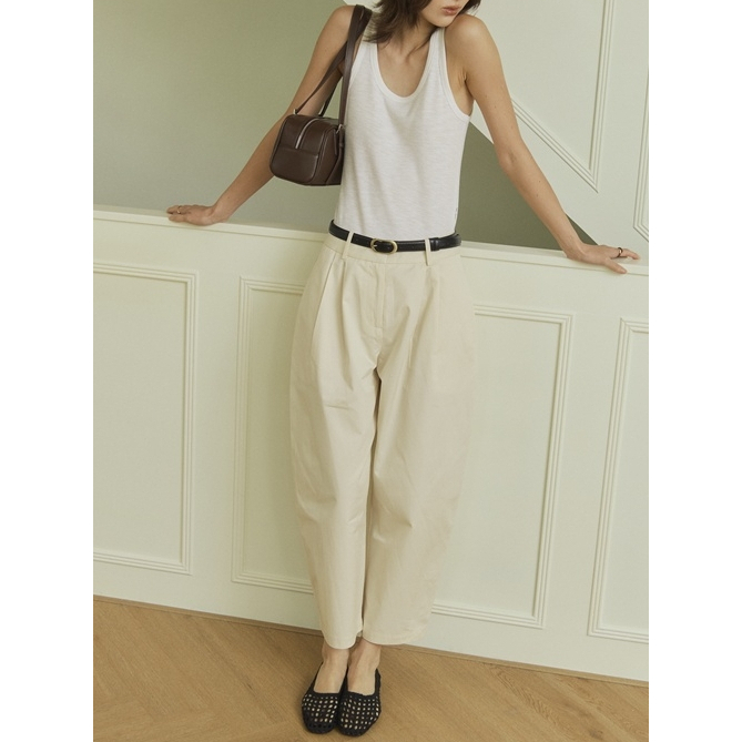 tresmade กางเกง Barrel Cropped Trousers