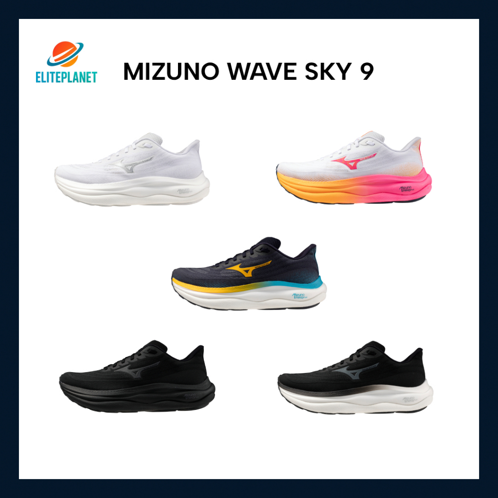 Mizuno Wave Sky 9 unisex รองเท้าวิ่งถนน สายซัพพอร์ต