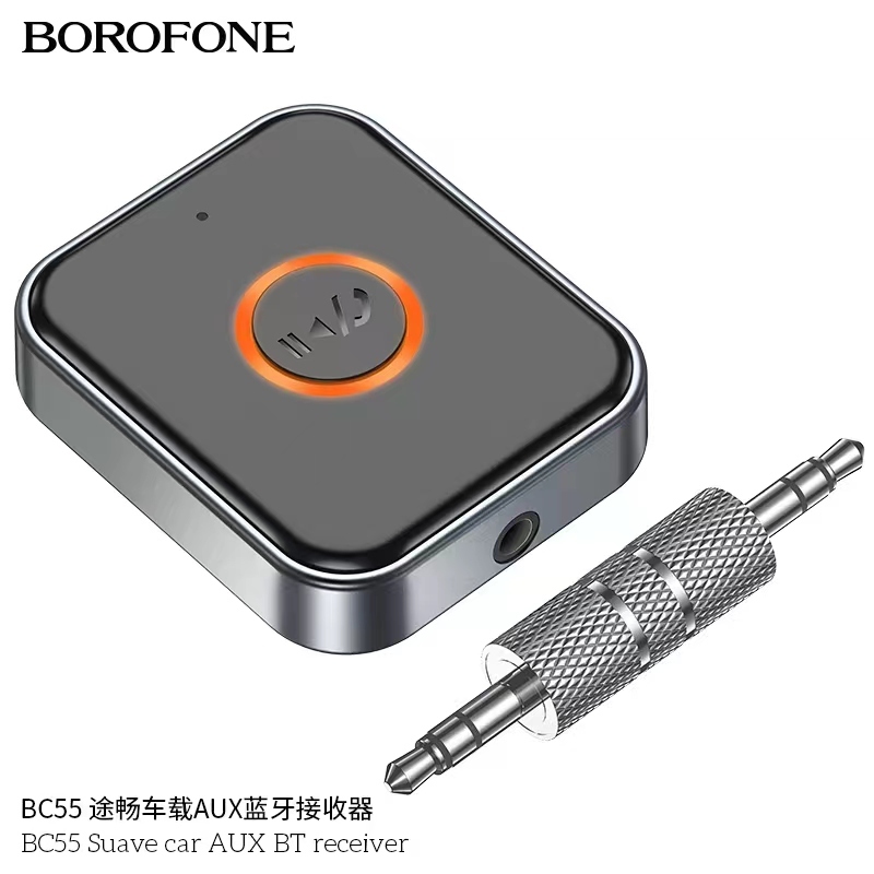BOROFONE อุปกรณ์เชื่อมต่อสัญญาณบลูทูธในรถยนต์ BT 5.3 Aux 3.5mm. พร้อมไมโครโฟน จอ LCD พกพาง่าย BC55