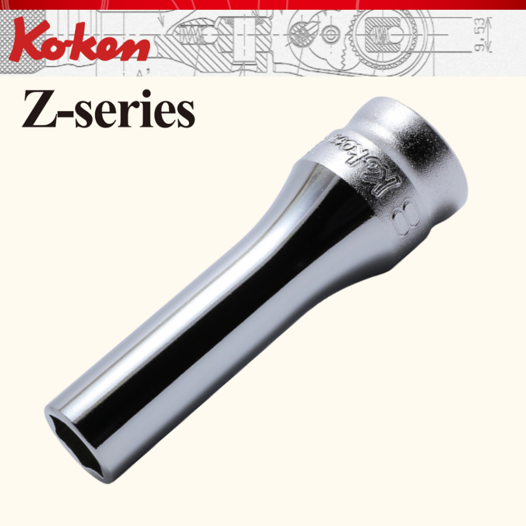 KOKEN ลูกบ๊อกซ์ รุ่นแชค ยาว 6P ขนาด 3/8" No.3300MZ