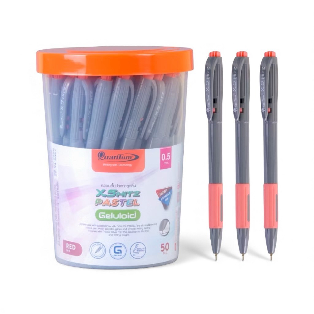 Quantum ปากกาลูกลื่น เจลลูลอยด์ X5 Hitz PASTEL สีแดง 0.5 ( 1x50 )